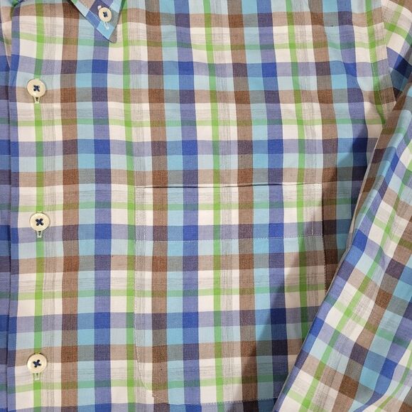 Peter Millar Mens Button Down Dress Shirt Size L Long Sleeve Multicolor Plaid - Picture 4 of 11